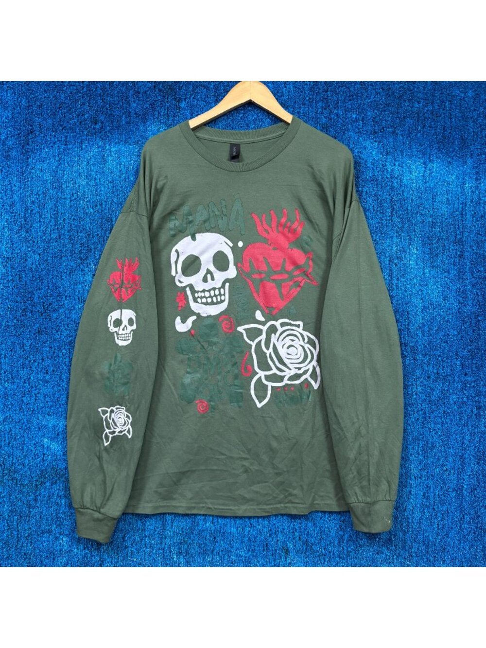 Mana Vivir Sin Aero Tour Rock Green LS Shirt Size 2XL